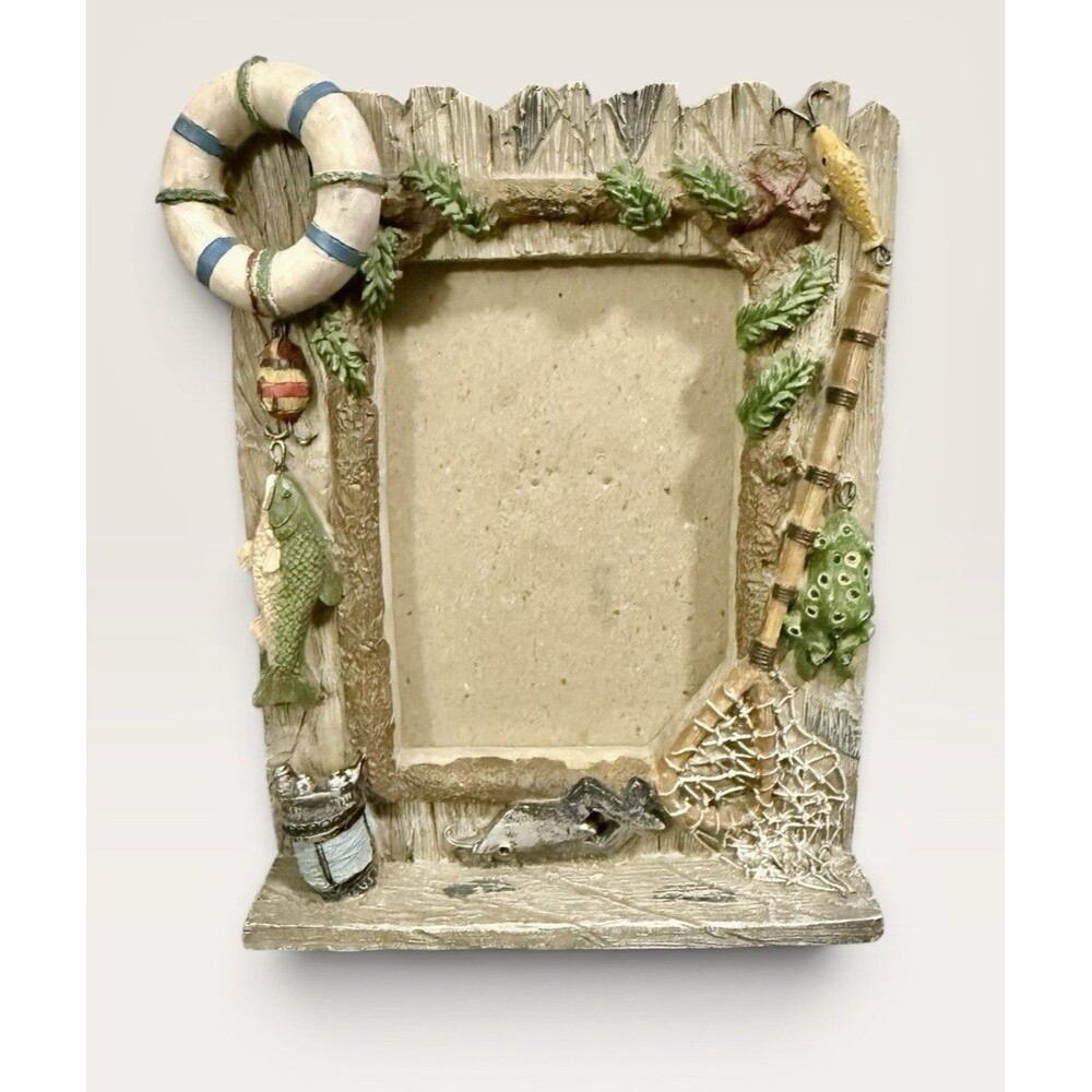 The ArtFrame Fishing Decor Photo Frame 3.5 X 5 Rustic Cabin Missing Glass